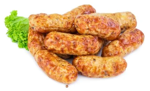 Grilled sausage isolated on a white background Stock Photos