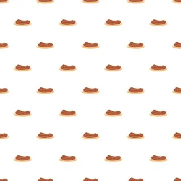 Grilled sausage pattern creating a seamless food background Stock Illustration