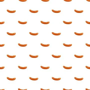 Grilled sausage seamless pattern on white background Stock Illustration