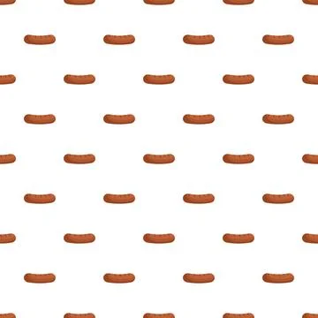 Grilled sausage seamless pattern on white background Stock Illustration