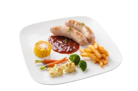 Grilled sausage set Stock Photos