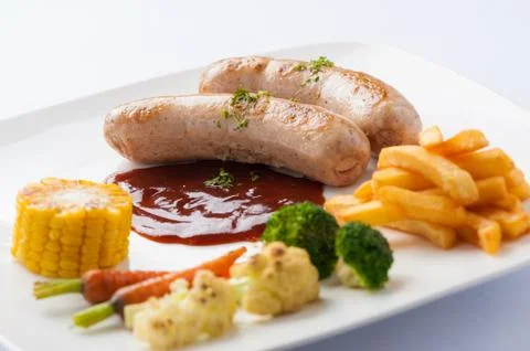 Grilled sausage set Stock Photos