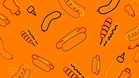 Grilled sausage snack background Stock Illustration