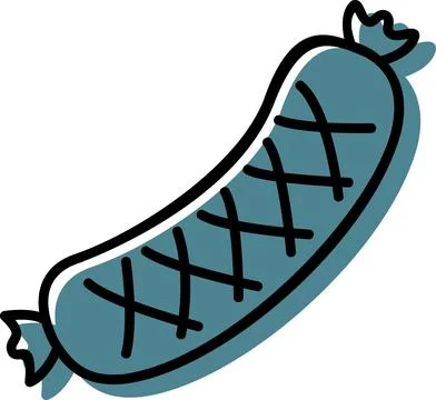 Grilled sausage snack flat design icon Stock Illustration