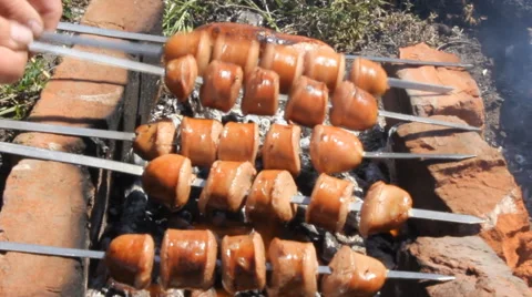 Grilled sausages Stock Footage 43859286