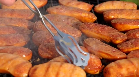 Grilled sausages Stock Footage 65145288