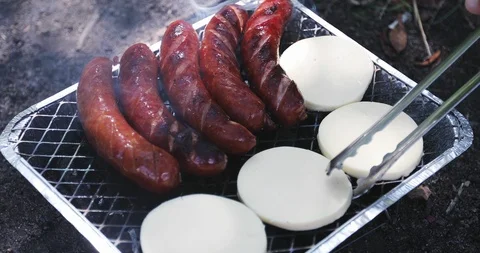 Grilled sausages. Stock Footage 97221207