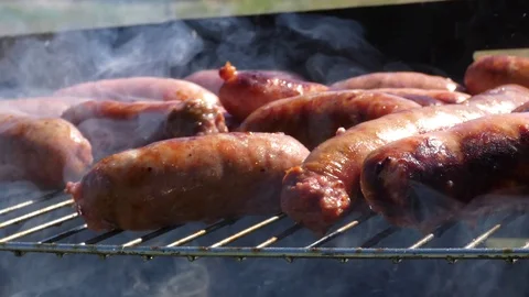 Grilled sausages.. Stock Footage 105423296