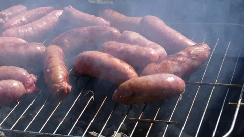 Grilled sausages Stock Footage 105423361