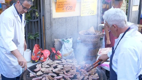 Grilled sausages Stock Footage 114623316