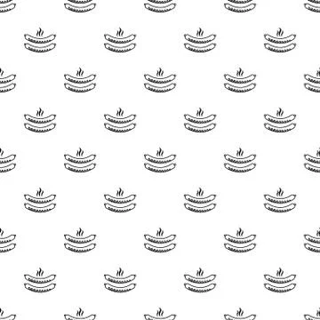 Grilled sausages pattern vector seamless Stock Illustration