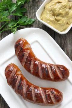 Grilled sausages Stock Photos