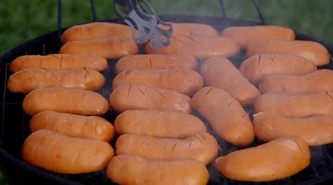 Grilled sausages in the summer Stock Footage 67883659