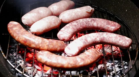 Grilled sausages  time lapse Stock Footage 62929943