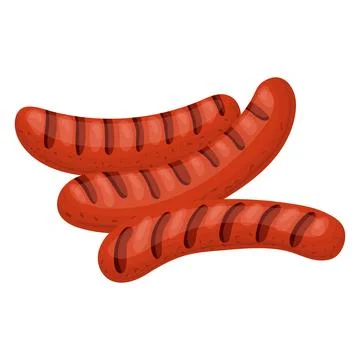 Grilled sausages. Vector illustration on a white background Stock Illustration