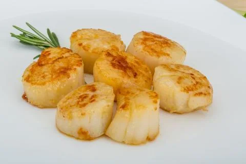 Grilled scallops Stock Photos