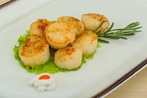Grilled scallops Stock Photos
