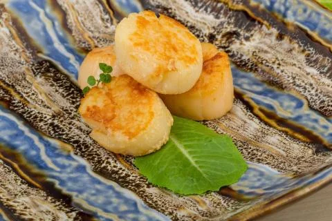 Grilled scallops Stock Photos
