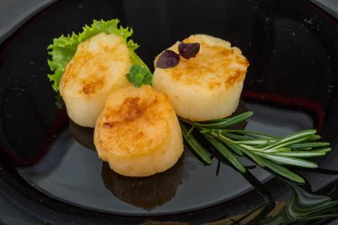 Grilled scallops Stock Photos