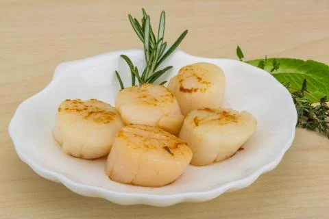 Grilled scallops Stock Photos