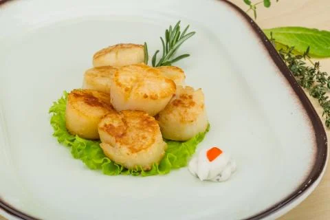 Grilled scallops Stock Photos