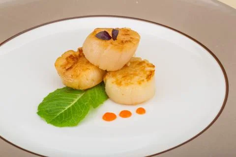 Grilled scallops Stock Photos