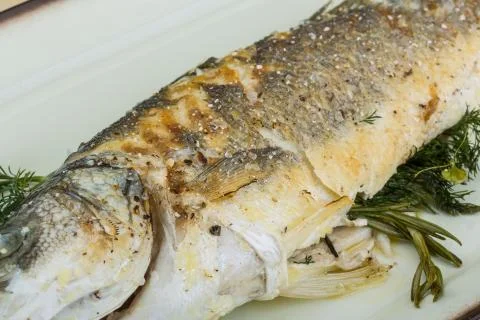 Grilled seabass Stock Photos