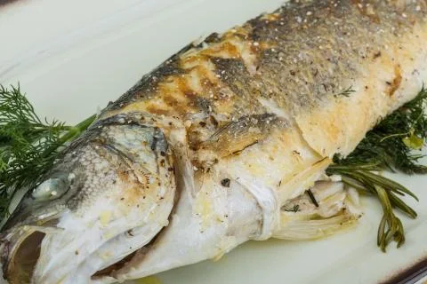 Grilled seabass Stock-Fotos