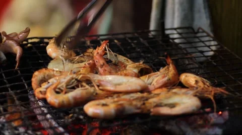 Grilled seafood Stock Footage 56848750