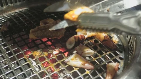Grilled seafood Stock Footage 70547283
