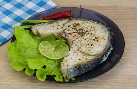 Grilled shark steak Stock Photos