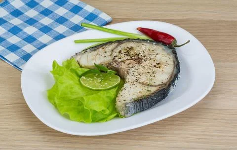Grilled shark steak Stock Photos