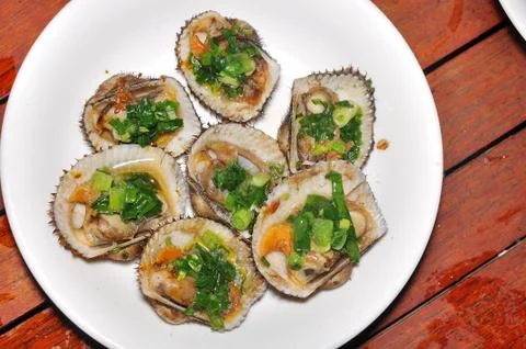 Grilled Shell steaks on the white dish Stock-Fotos