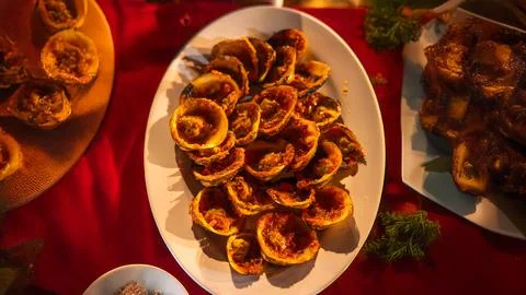 Grilled Shellfish Appetizer Served on Elegant Platter Stock Photos