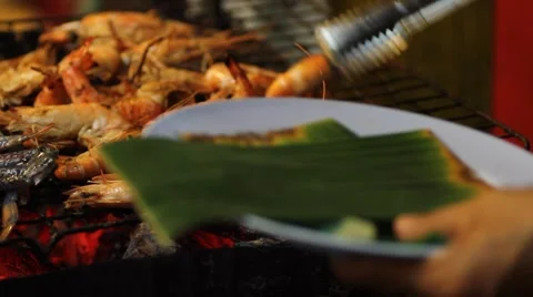 Grilled shrimp Stock Footage 56849082