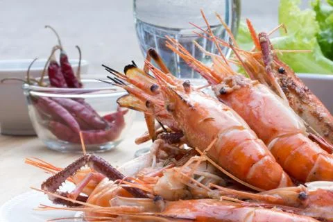 Grilled shrimp. Stock Photos