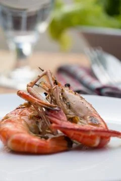 Grilled shrimp. Stock Photos