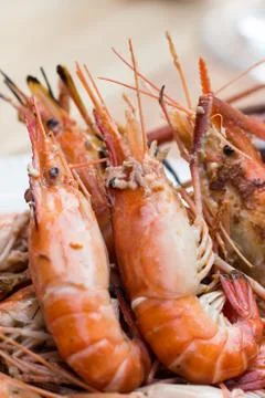 Grilled shrimp. Stock Photos