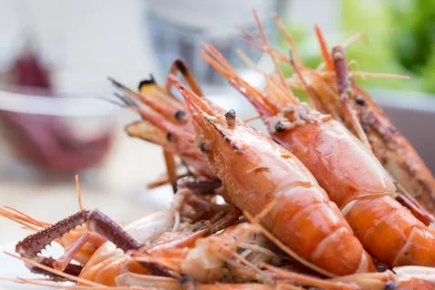Grilled shrimp. Stock Photos