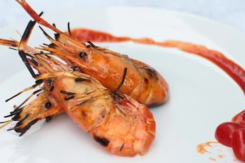 Grilled shrimp Stock Photos