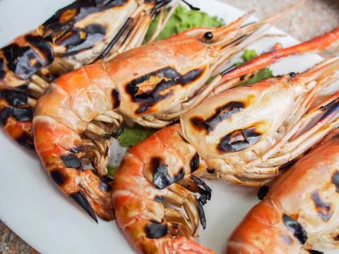 Grilled shrimp Stock Photos