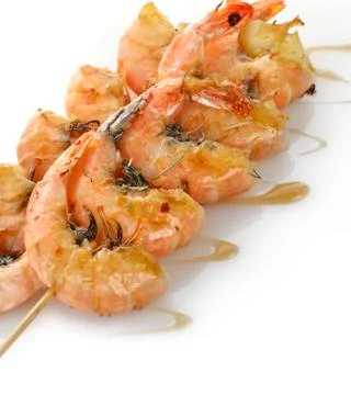 Grilled shrimps Stock Photos