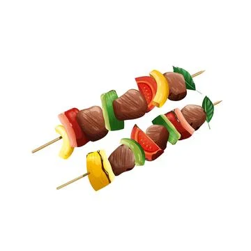 Grilled on a skewer Stock Illustration