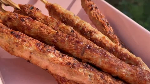 Grilled Skewer Kebabs Stock Footage 319445958