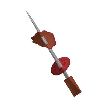 Grilled skewer meat shadow Stock Illustration
