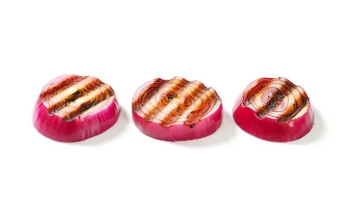 Grilled sliced red beetroot with grill marks Stock Photos