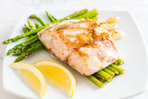 Grilled snapper fish steak Foto stock