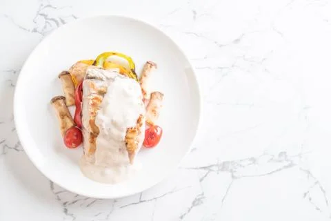 Grilled snapper fish steak Foto stock