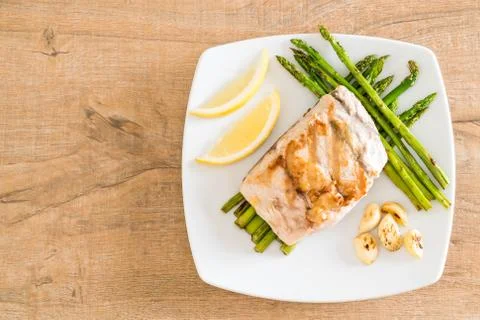 Grilled snapper fish steak Stock Photos