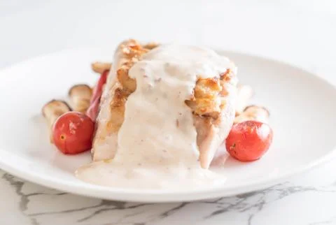 Grilled snapper fish steak 스톡 사진